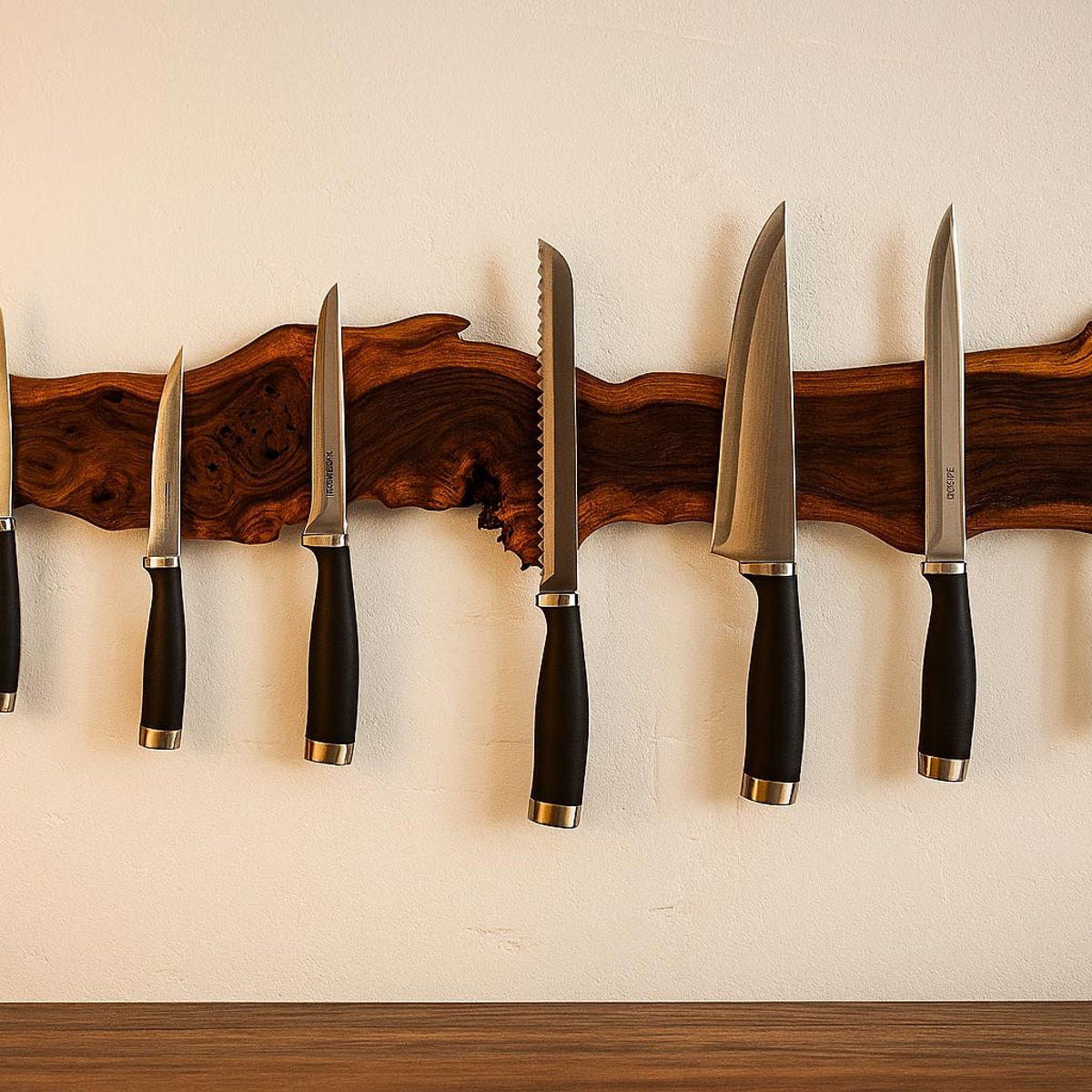 Live Edge Sheesham Wood Magnetic Knife Holder – Rustic Wall-mounted Knife Strip for Kitchen Organization | Handmade Wood Gift - Etsy