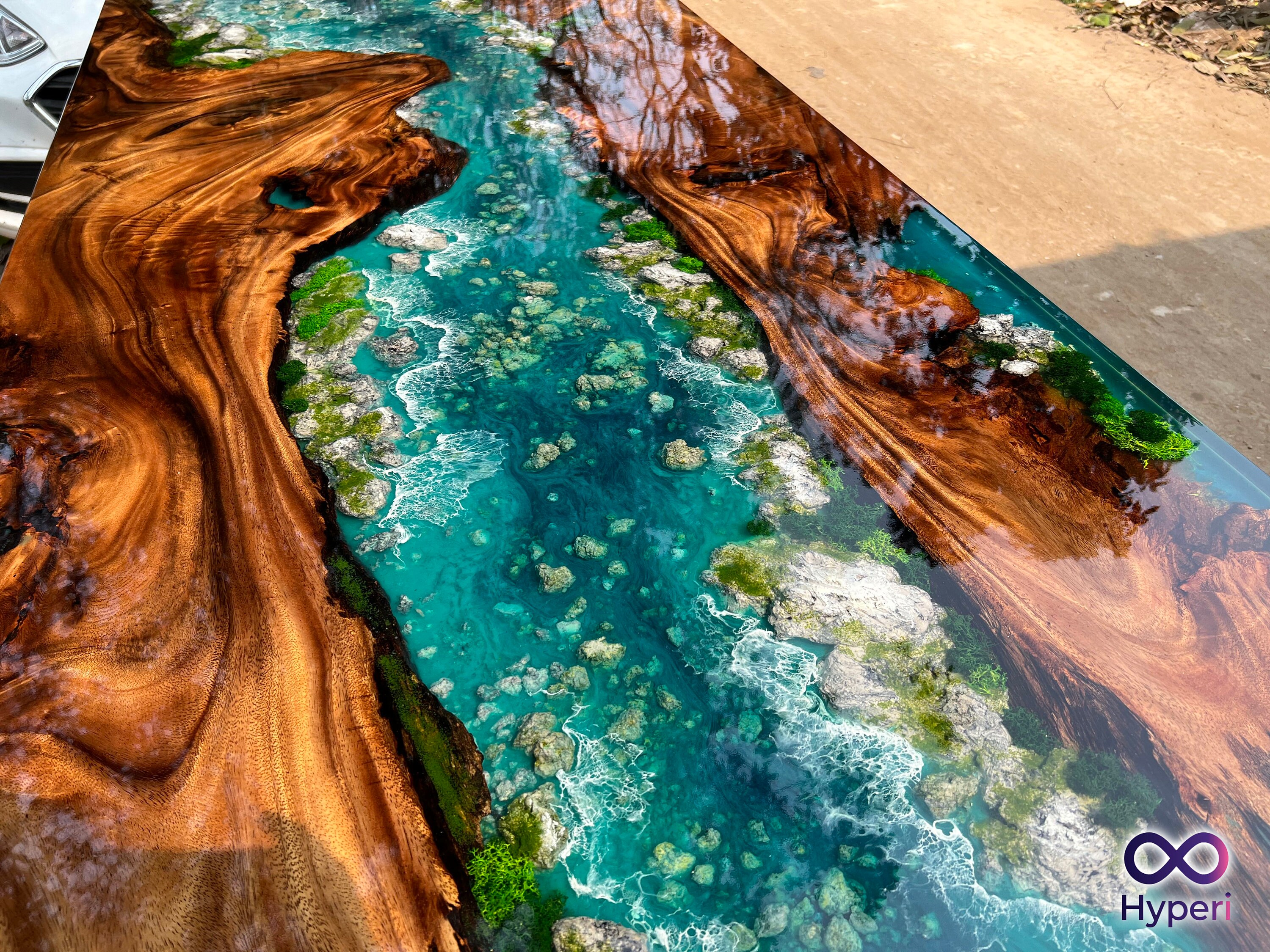 Personalized Spectacular Scenery Epoxy Resin Table, Custom Live Edge Epoxy Resin Dining Table ...