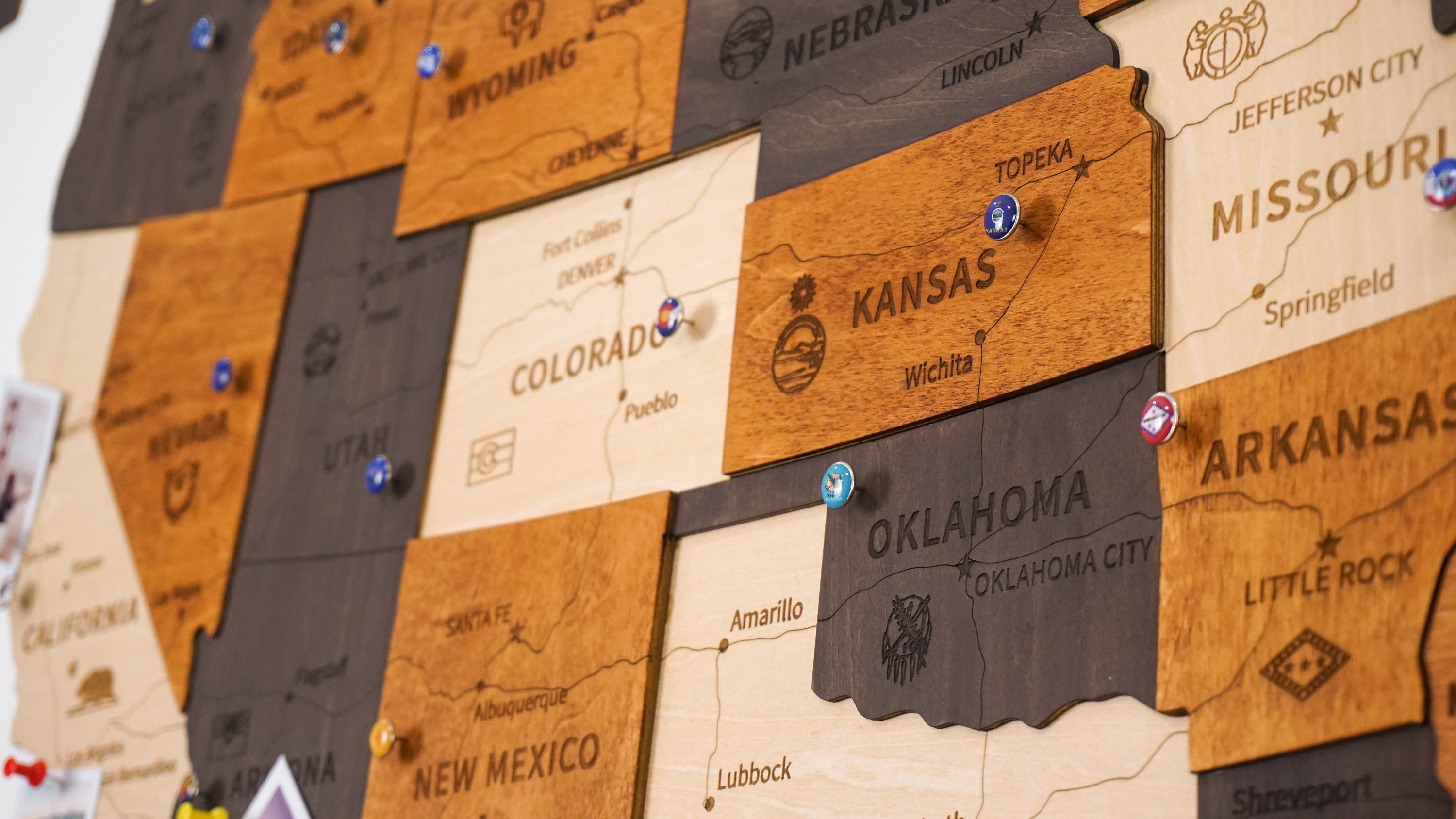 United States Map Wooden Wall Map US Travel Map Wood Map 4th Etsy