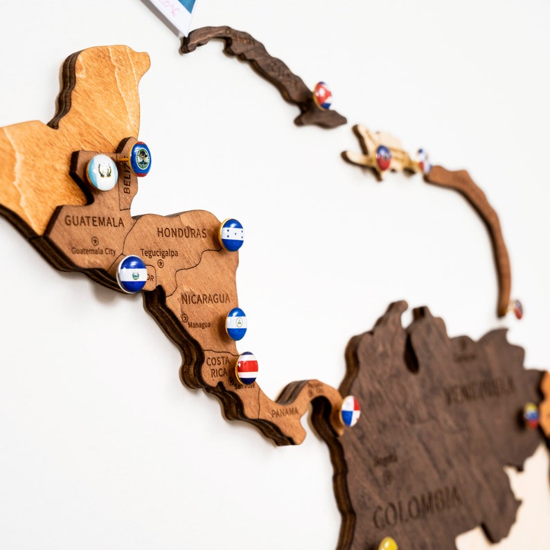 World Map Push Pin Wall Art Travel Map Flag Push Pins Flags Etsy