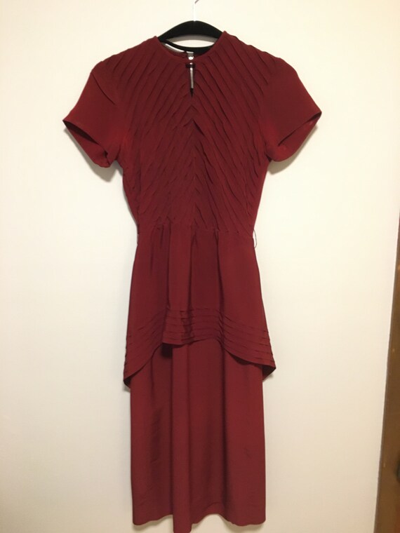 Gorgeous Vintage Scarlet Red Pleated 40s-50s Eveni