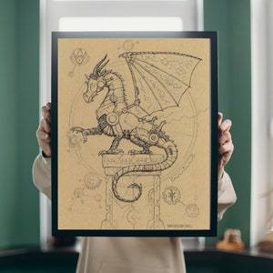 Steampunk Dragon | Digital Download, Dragon Art, Steampunk Art Prints, Fantasy Art Prints, Dragons, Dragon Design, Mythical Creatures