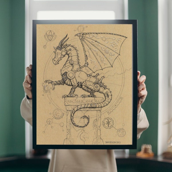 Steampunk Dragon | Digital Download, Dragon Art, Steampunk Art Prints, Fantasy Art Prints, Dragons, Dragon Design, Mythical Creatures