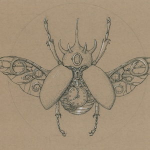 Clockwork Beetle | Digital download - steampunk art prints, beetle design, fantasy art,  tattoo print, tattoo design, illustration, gnarly