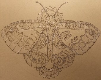 Aztec Butterfly | Original Artwork, aztec art design, aztec inspired, ink drawing prints, butterfly design, butterfly wall art, fantasy art