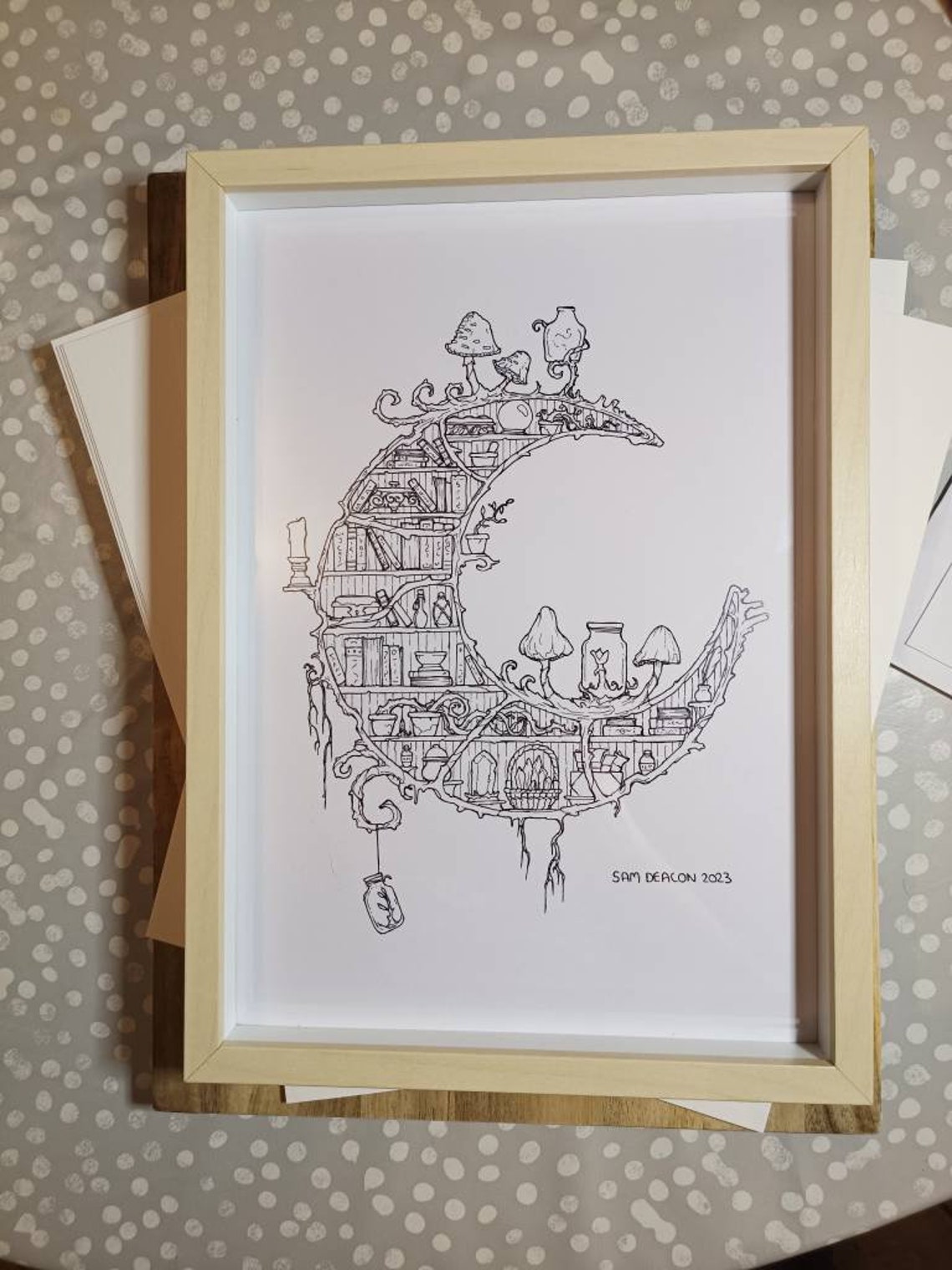 Moon Library - A4 Print + Free Colouring Page | Fantasy Art ...