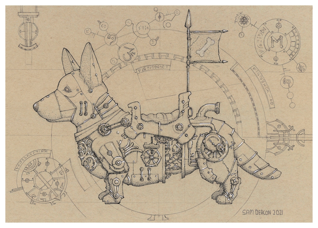 Steampunk Corgi | Digital Download, Steampunk Art Prints, Clockwork ...