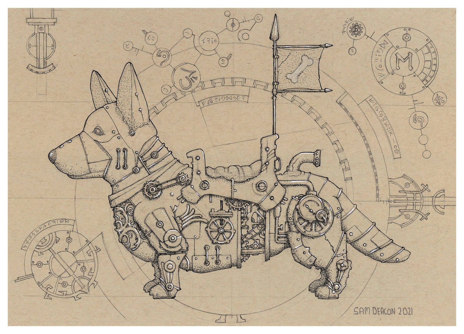 Steampunk Corgi | Digital Download, Steampunk Art Prints, Clockwork ...