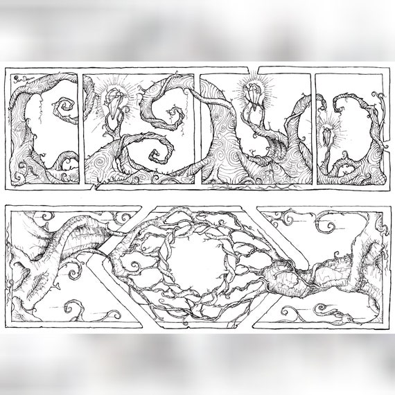 Entwined Trees Bookmarks | Digital Download | fantasy bookmarks ink illustrations detailed trees plants vegetation artwork fairytale art