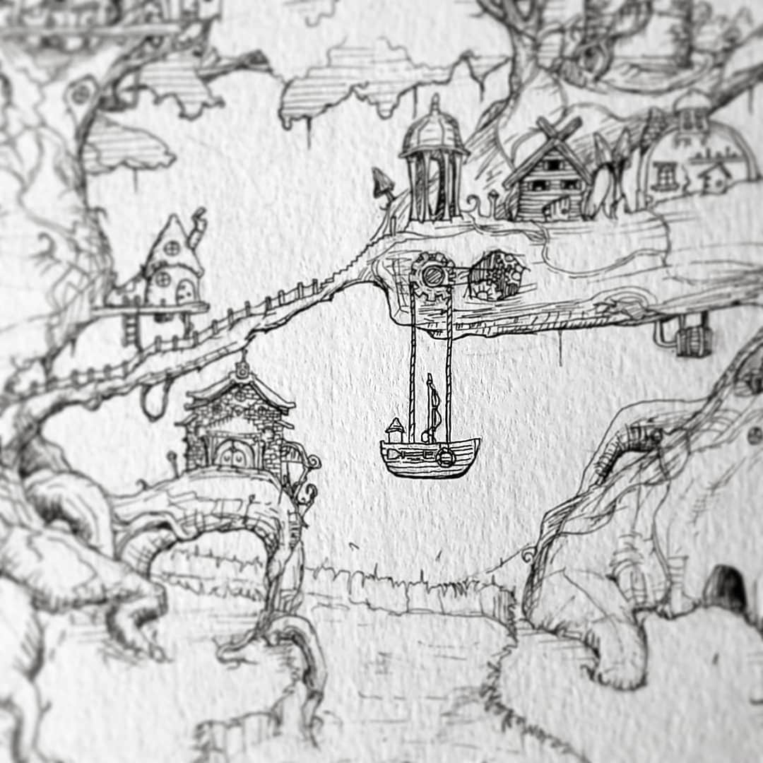 Twin Treehouse Community | A4 Print | Fantasy Treehouse Ink Twin Treehouse Community | A4 Print | Fantasy Treehouse Ink