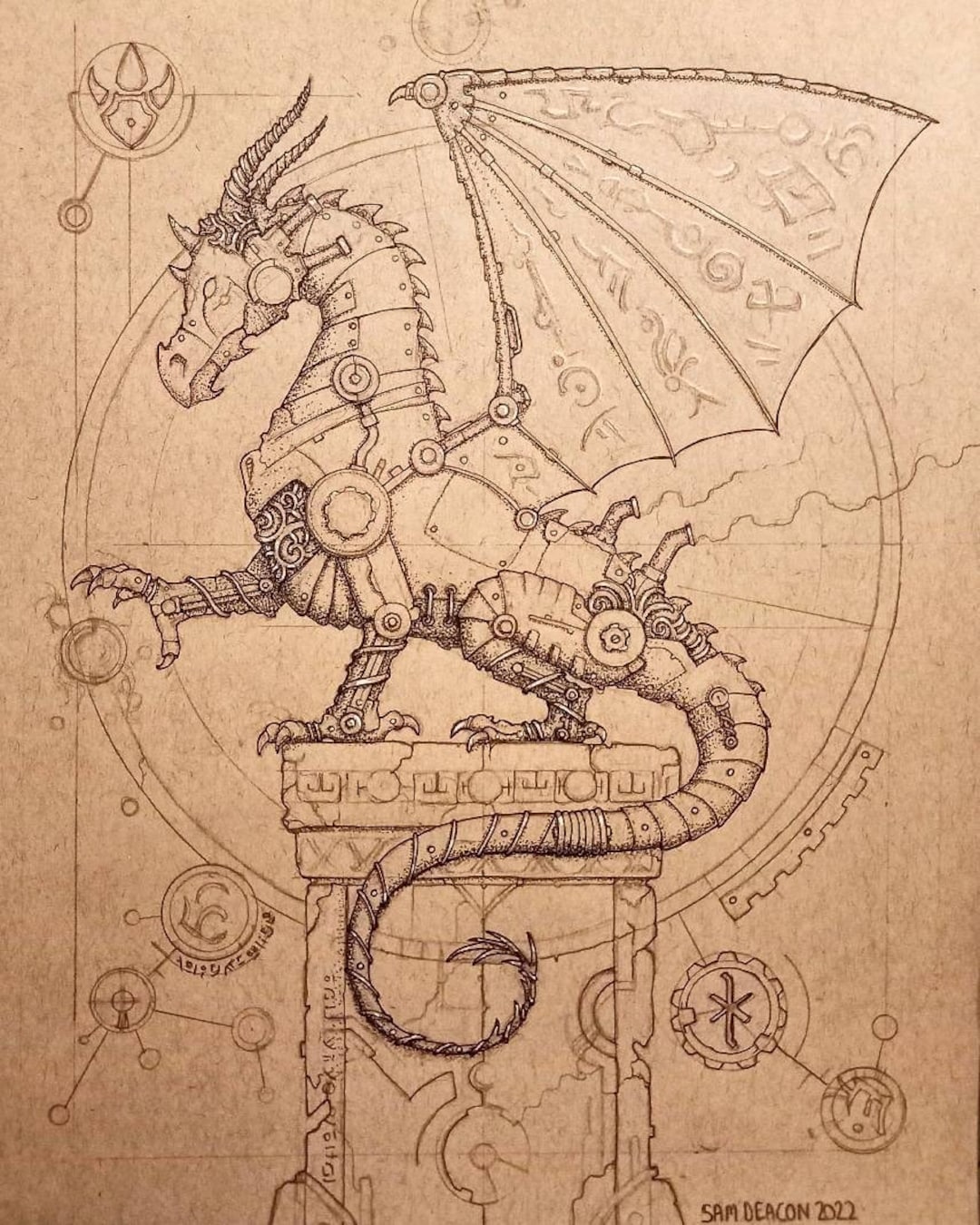 Steampunk Dragon A4 Print, Dragon Artwork, Steampunk Art Prints, Dragon