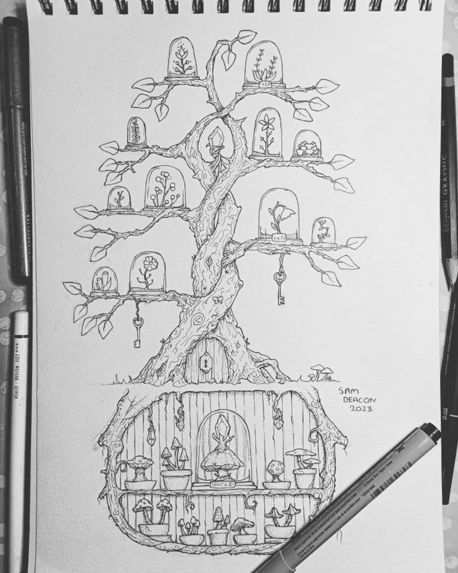 The Treerarium | A4 Print, Fantasy Tree, Tree Ink Design, Tree Art ...