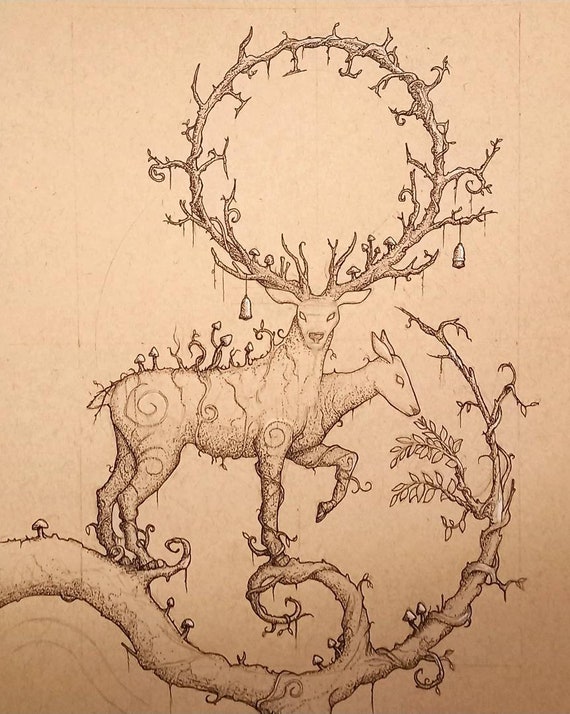 Forest Spirit Original Artwork Fantasy Art Print Ink - Etsy Canada Forest Spirit Original Artwork Fantasy Art Print Ink - Etsy Canada
