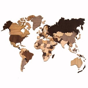 XL houten wereldkaartpuzzel, rustieke houten muurkunst voor thuis, cadeau 5e verjaardag