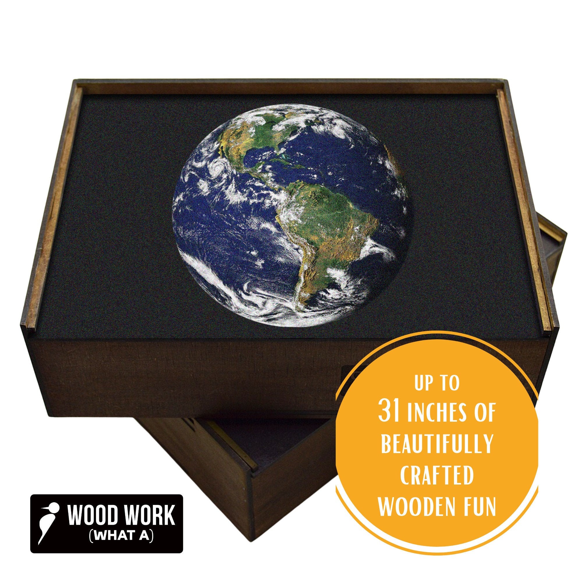 地球 – 円形木製ジグソーパズル | コレクターズエディション | 直径 23