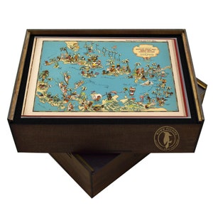 Mapa pictórico caribenho vintage | Quebra-cabeça de madeira artesanal | Presentes exclusivos | Presentes para colecionadores de mapas
