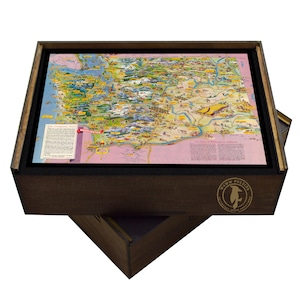 Pic Tour Carte de Washington Puzzle en bois | Puzzle pour adultes | Cadeaux uniques | Cadeaux de collectionneur de cartes