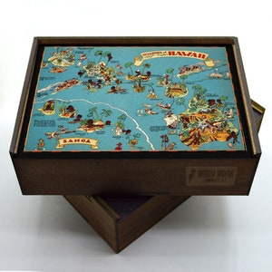 Rompecabezas de madera HAWAII / Rompecabezas para adultos / Regalos únicos / Regalos para coleccionistas de mapas