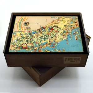 Puzzle en bois CALIFORNIA State | Puzzle pour adultes | Cadeaux de collectionneur de cartes