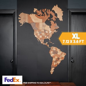 Rompecabezas de madera con el mapa de Estados Unidos, arte de pared de madera rústica de América, regalo del quinto aniversario
