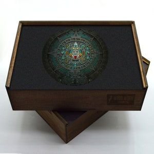 Round Wooden Jigsaw Puzzle &quot;AZTEC&quot; | 23&quot; Premium quality puzzle | Unique gifts for adults| Wooden Mayan Calendar