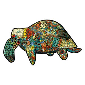 TURTLE wooden jigsaw Puzzle | 23&quot; Whimsies edition | Animal Totem