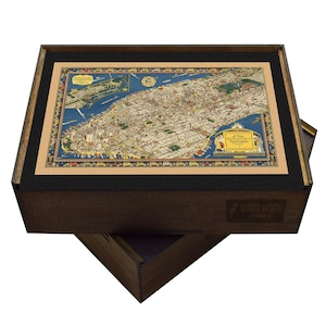 Vintage Manhattan Karte Holzpuzzle - 1920s New York City