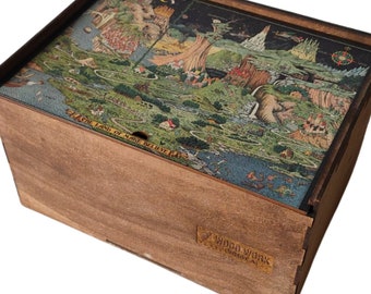 Wooden Puzzle: Land of Make Believe - Vintage Fantasy Map