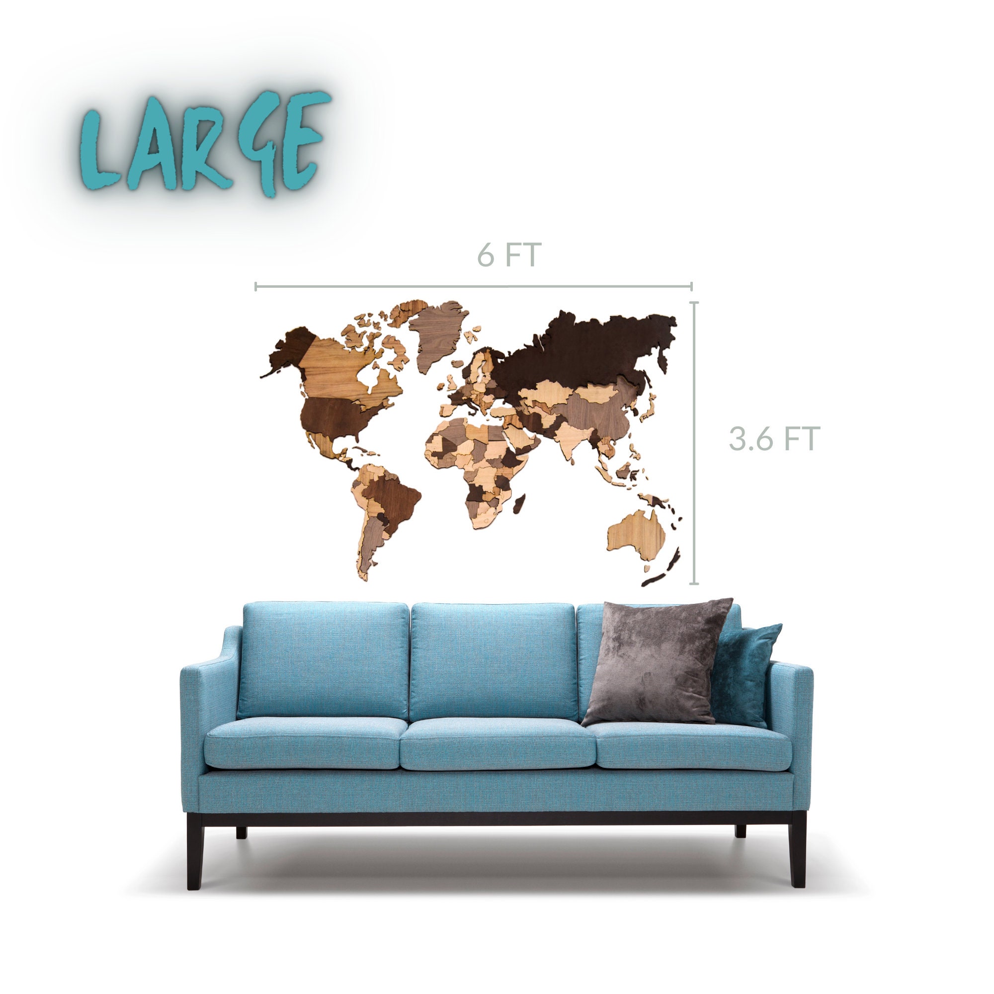 Rustic Wooden World Map Puzzle - XL Size Travel Wall Decor - Etsy