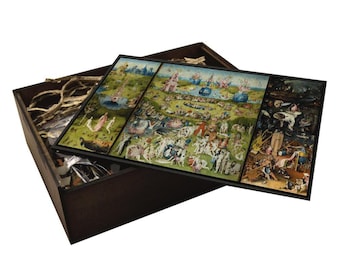 Surreal Art Puzzle - Garden of Earthly Delights Triptych on Wood