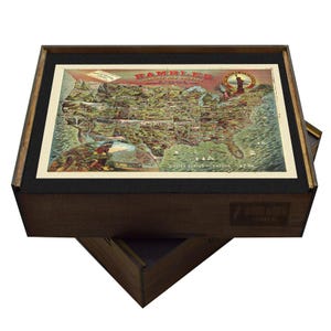 Rompecabezas de madera con el mapa de Estados Unidos de Rambles: juego educativo vintage