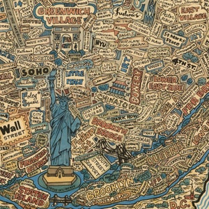 Puzzle en bois de New York | millésime, carte | Puzzle rond adulte