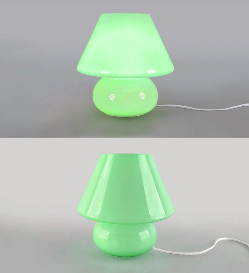 MULTICOLOR 70s Murano style Glass Mushroom Lamp Bedside Table Etsy