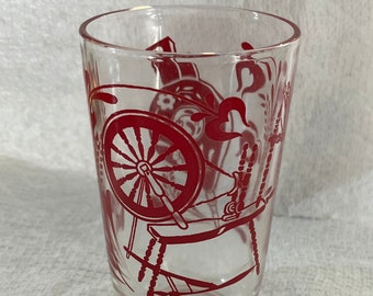 Spinning wheel juice glass vintage anchor hocking