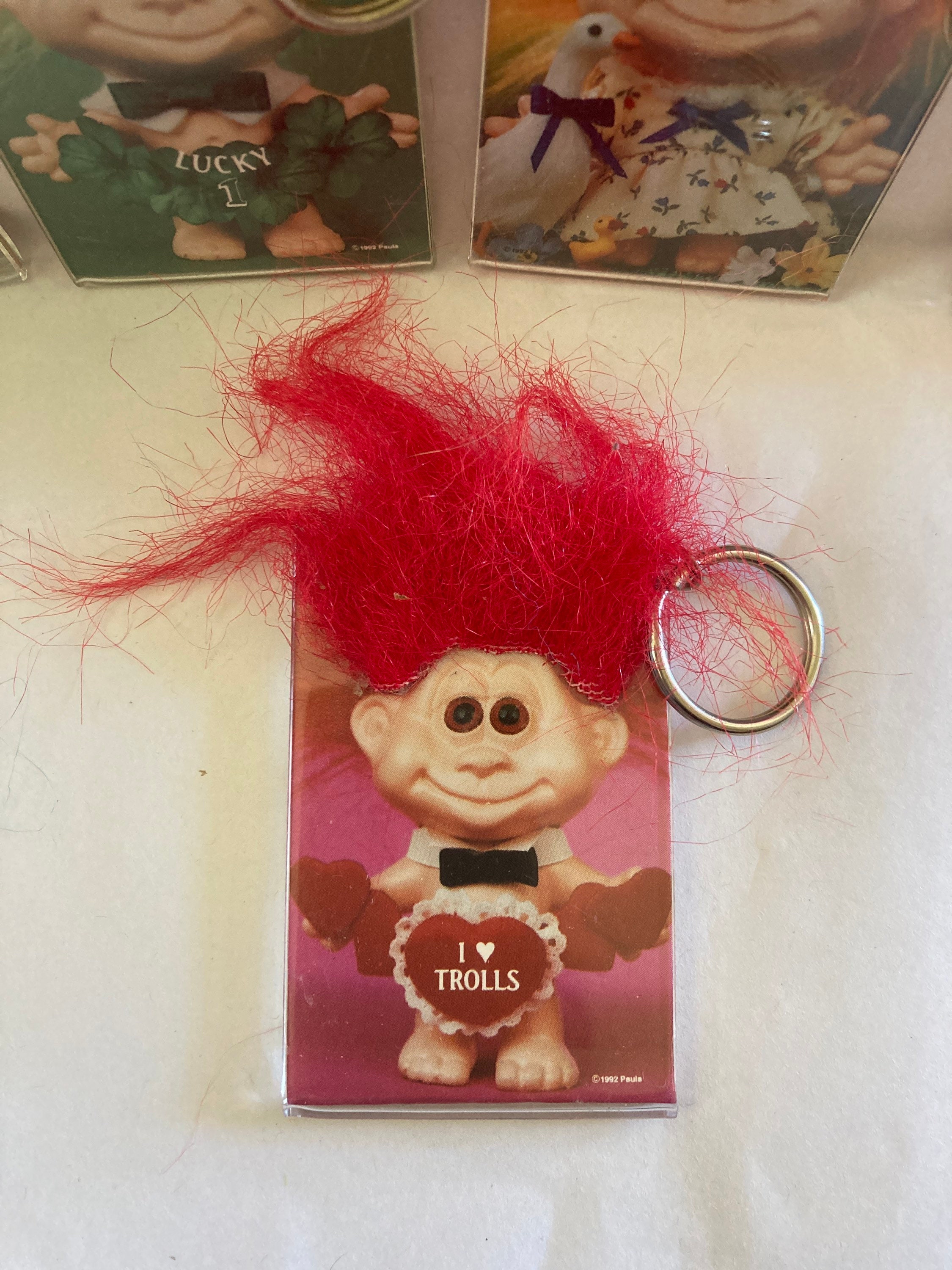Fun Troll Key Ring 1992 Photo Insert Pink Red Blue Etsy