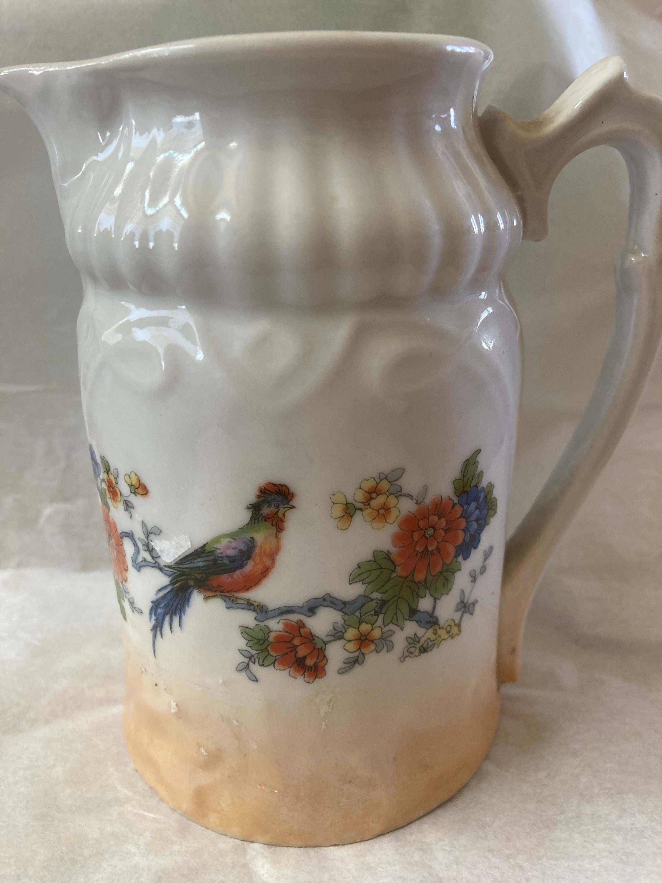 Vintage Milk Pitcher With Bird and Flowers Bavaria Etsy