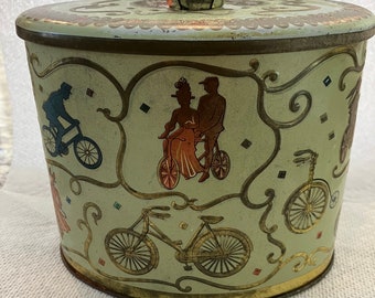 vintage bicycle themed tin made in England by Baret ware