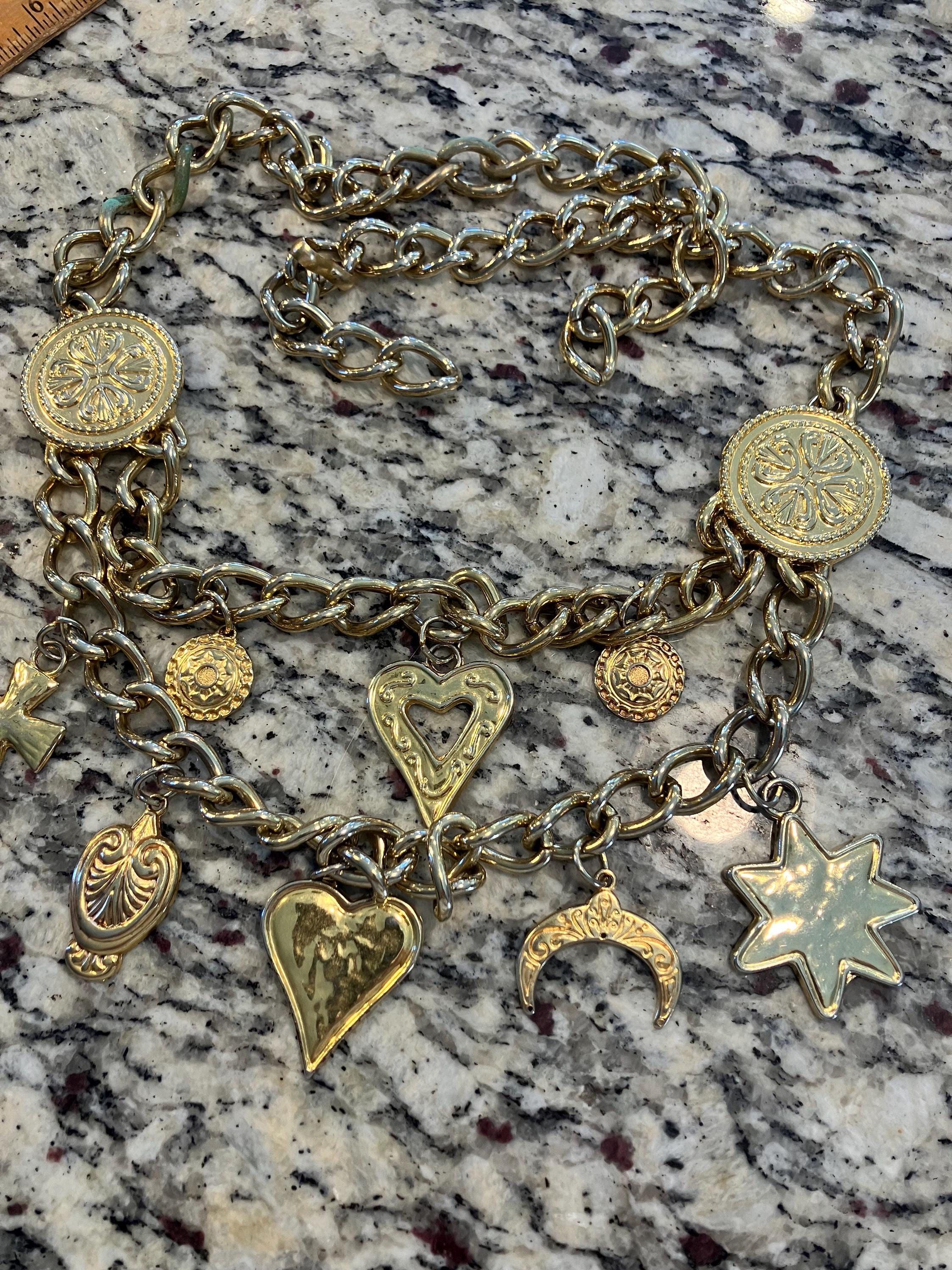 Vintage Escada Gold Tone Charm Chain Belt Celestial Heart Cross Medallion Boho Escada Charm Belt - Etsy main image 2