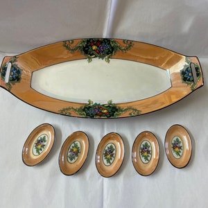 Best sushi server ever! Vintage opalescent dish with matching tiny dishes
