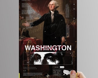 George Washington Infographic Art Print 12"x18" President Portrait Poster