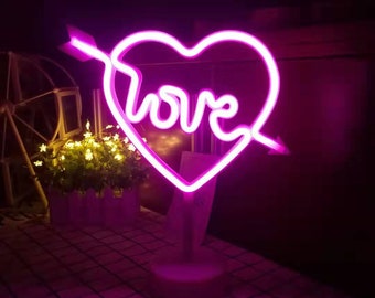Heart Love Neon Light Lamp | Neon Sign light | Neon light Lamp | Neon Decor | Neon Sign for Wedding | Neon Sign for Room | Neon Animal