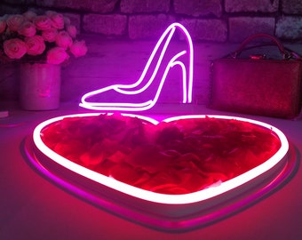Lady Shoe Shape Neon Sign Display | Neon Sign light | Neon light Lamp | Neon Wall Decor | Neon Sign for Wedding | Neon Sign for Room