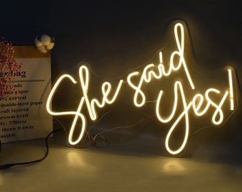 She Said Yes Neon Sign | Custom Neon Sign | Create Text or Logo into Neon Effect | Neon Signs for wedding