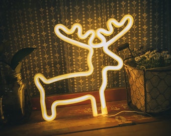 Deer Shape Neon Light Sign | Decorative Neon Wall Light for Girls Room House Bar Pub Party Wedding Valentine's Day