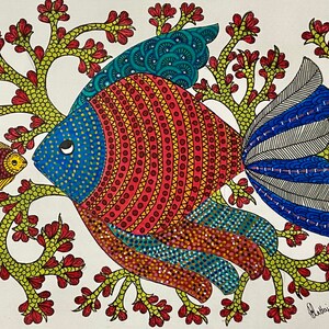 Gond Art Paar Hirsch Acryl Auf Papier Malerei Original Etsy