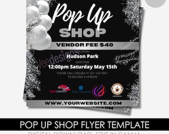 Pop up shop Premade flyer Template| Edit in Canva| Instagram| Flyer template| Marketing
