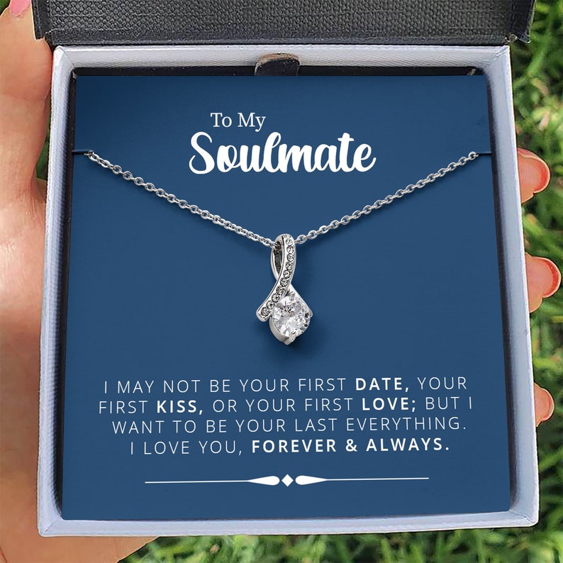 Gift For Fianc\u00e9 Soulmate Necklace Perfect Anniversary Gift Gifts For Her To My Soulmate Birthday Gift For Girlfriend
