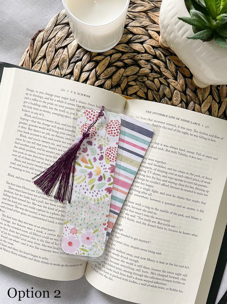 Double-sided Laminated Bookmarks With Tassels Floral Collection Multi ...