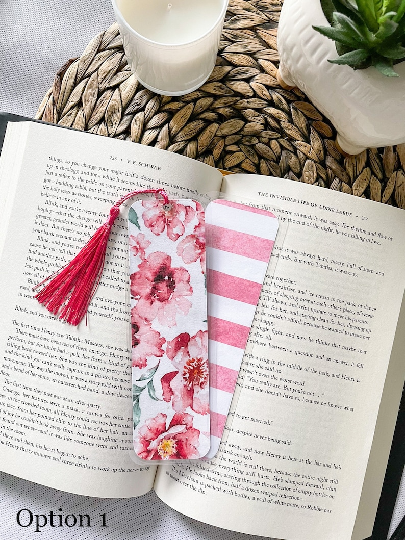 Double-sided Laminated Bookmarks With Tassels Floral Collection Multi ...