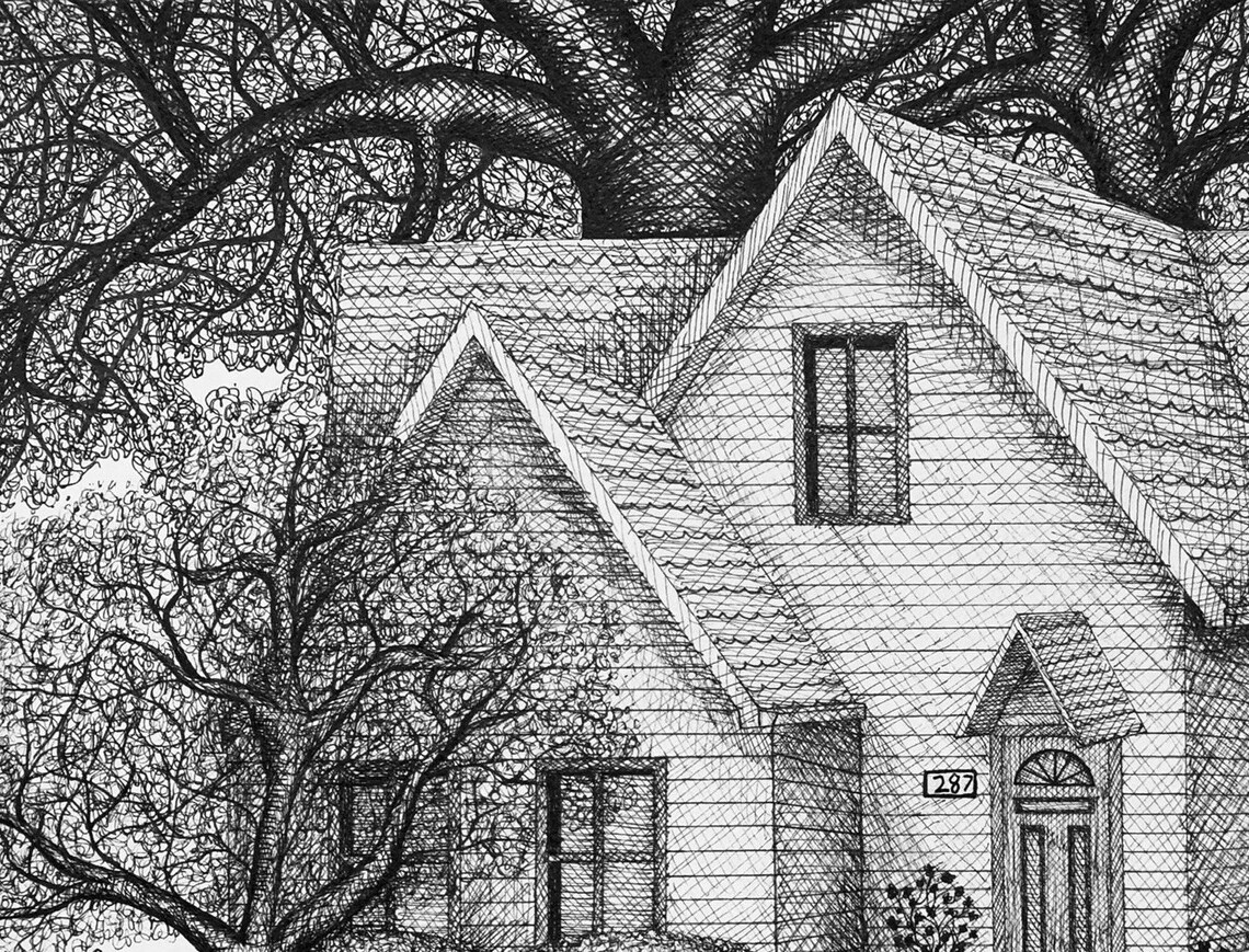 Simple Cottage Architecture Drawing Etsy